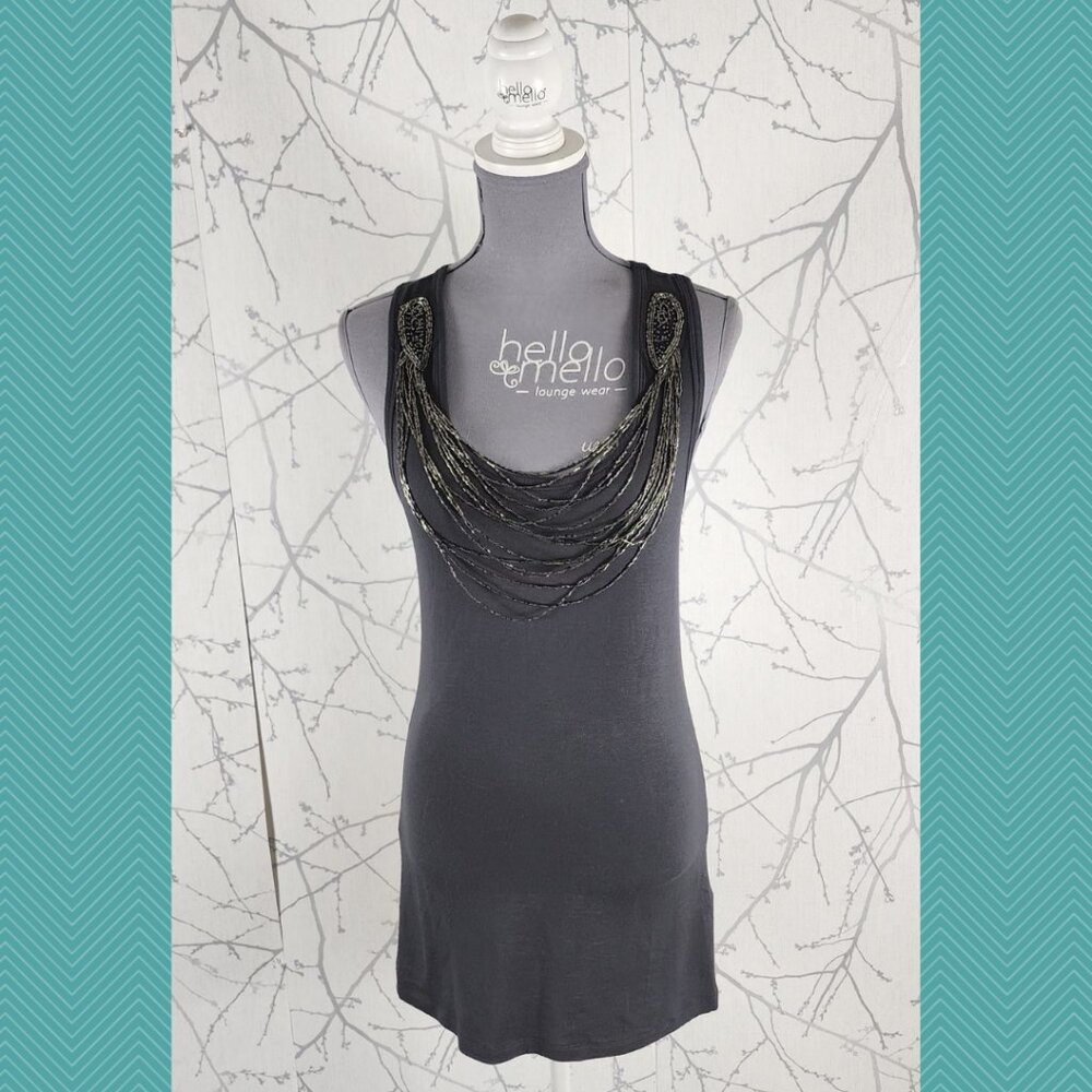 Le Chateau Beaded Necklace Scoop Neck Tank